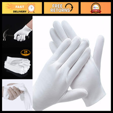 12 Pairs White Cotton Gloves for Serving, Inspection, Eczema Care, SPA Use