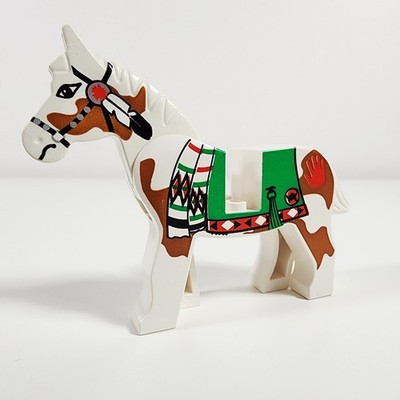 Lego White Horse Minifigure Green Blanket Western Indians 6748 6718 6766 6763