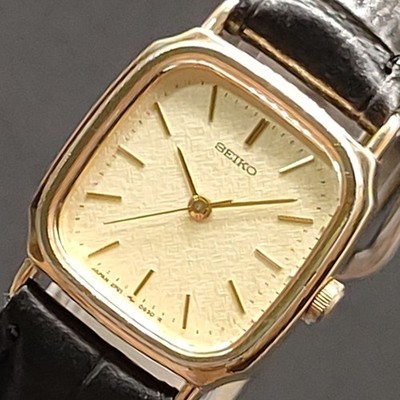 Vintage 1989 NEAR MINT Seiko Creo 2P21-5320 Gold Quartz 22mm Damenuhr JAPAN