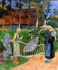 Hand painted oil painting impressionism women in spring landscape canvas art 36"