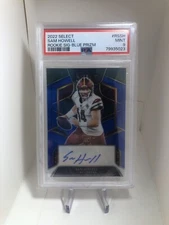 2022 Panini Select Sam Howell Blue Prizm Auto /75 SP PSA 9 #RSSH Vikings Rookie