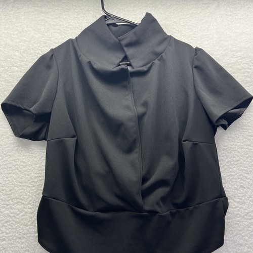 Fashion Nova Bodysuit Womens 2X Black "Lets Work" Blouse Collar Surplice Career - Picture 3 of 11