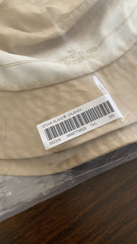 Supreme X Stone Island Stripe Crusher Tan Bucket Hat SS22 Week 12 Authentic S/M - Picture 3 of 5
