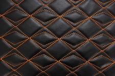 Orange Vinyl Grain Quilted Faux Leather Upholstery Fabric Butterfly 55" w Foam