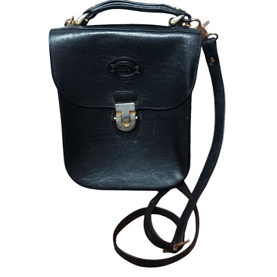 Oroton Sydney Australia Black Leather Small Day Handbag Shoulder Purse 