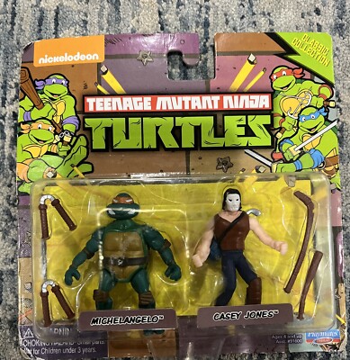 TMNT Teenage Mutant Ninja Turtles Michelangelo Casey Jones Mini Set Playmates