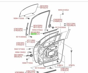 Toyota Tundra CrewMax Door Belt Molding 2pc LH Set Weatherstrip Genuine