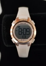 Armitron Rose Gold/Cream Digital Watch 45/7135 Cream Band 5.5"-7" Running