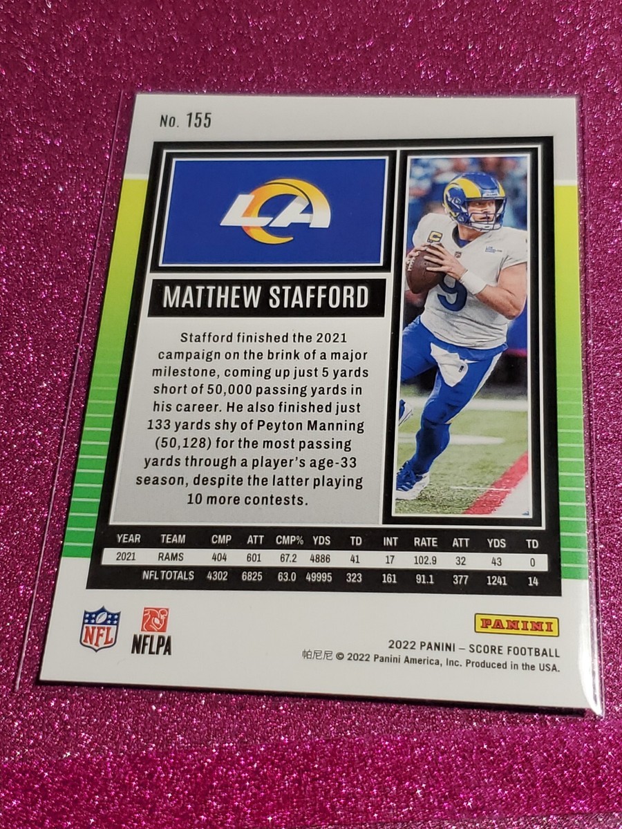 2022 Score Football Base Scorecard #155 Matthew Stafford