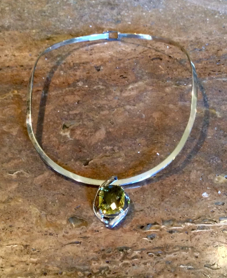 STERLING SILVER 20.3 CT CHECKERBOARD LEMON QUARTZ PENDANT RET $625 BEAUTIFUL!! - Image 4 of 4