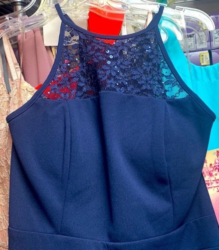 Size Large Navy Blue Racerback Prom Homecoming Evening Gown Dress NWT - Picture 4 of 7