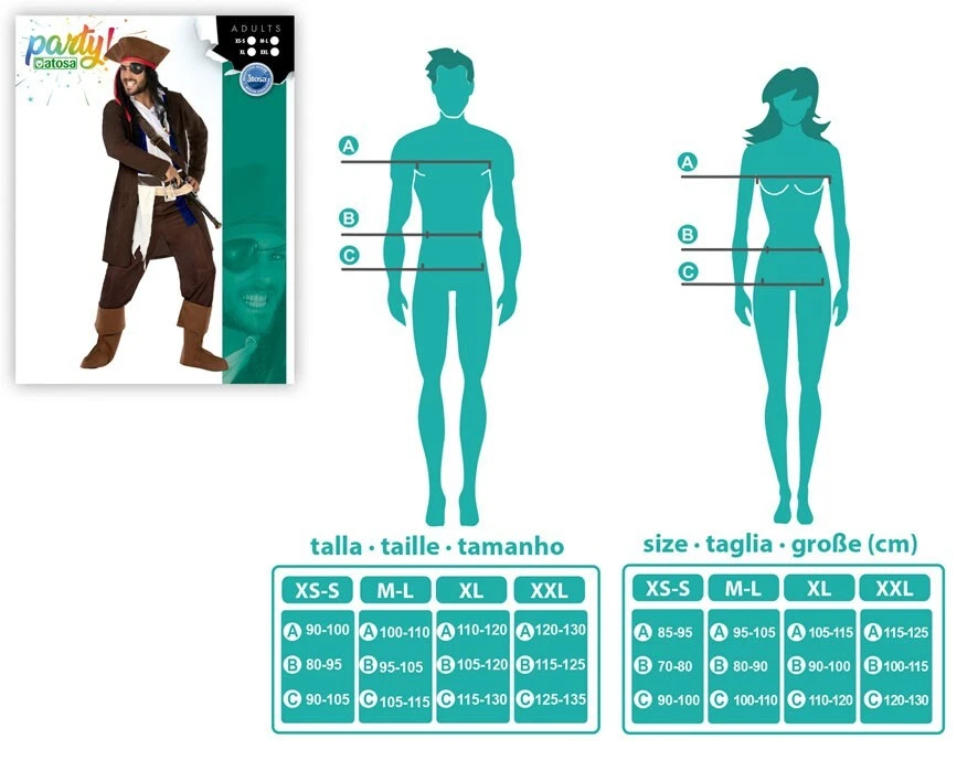 7 teiliges Herren Kostüm Pirat der Karibik M/L Seeräuber Fasching Karneval - Bild 3 von 3