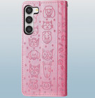 Wallet Case for Samsung Galaxy S23 - Cute Cat Dog Design - Pink - With Stand