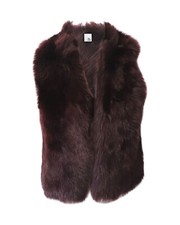 Iris & Ink Sleeveless Gilet In Burgundy Sheepskin Shearling Intxs