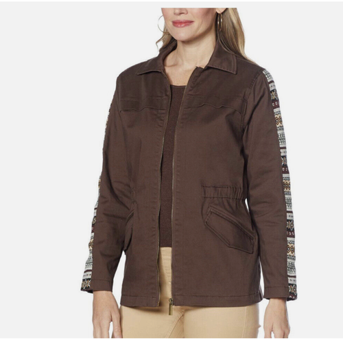 DG2 by Diane Gilman Brushed Sateen Dream Anorak Jacket Size Small Taupe - Picture 2 of 2