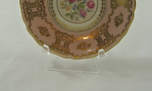 Vintage Thomas Ivory Germany Round Saucer Tea Cup Plate Floral Small Gilded - Picture 2 of 6