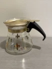 Vintage Pyrex 4” Glass Coffee Pot Gold Fleur de Lis Lid Mid-Century