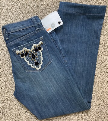 NWT NEW  Vigoss Brand Jeans Flare Troya Womens Size 30 Blue Denim 27 Inseam Nice