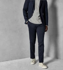 Ted Baker $225 BLUETRO Flat Front BWNT Navy Blue Linen Pants 34R