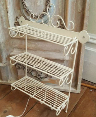 Neu Creme Shabby Chic Französisch Vintage RETRO Metall 3 Regale Küche Aufbewahrung Regal
