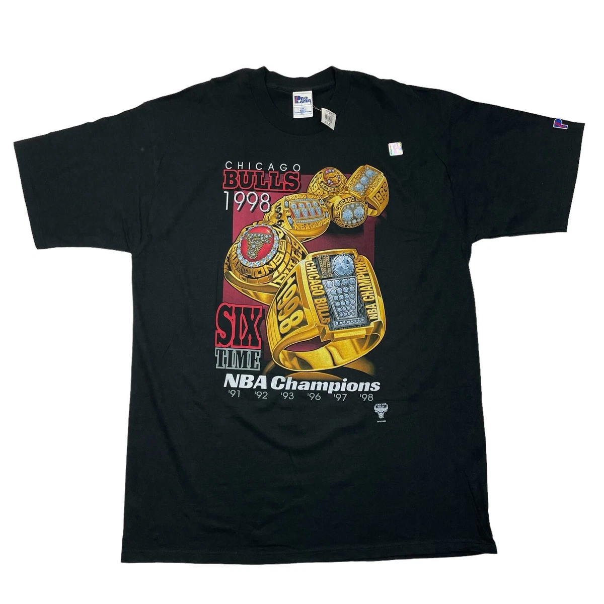 Vintage 1998 Six Time NBA Champs Chicago Bulls Championship Rings XXL T- Shirt