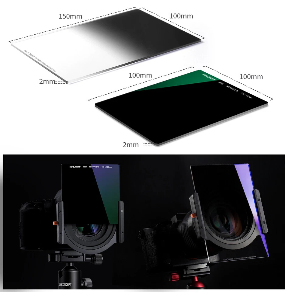 K&F Concept 100m Square ND 1000+150mm GND8 Filter+8 x Filter Adapter Rings Kit - Image 2 of 4