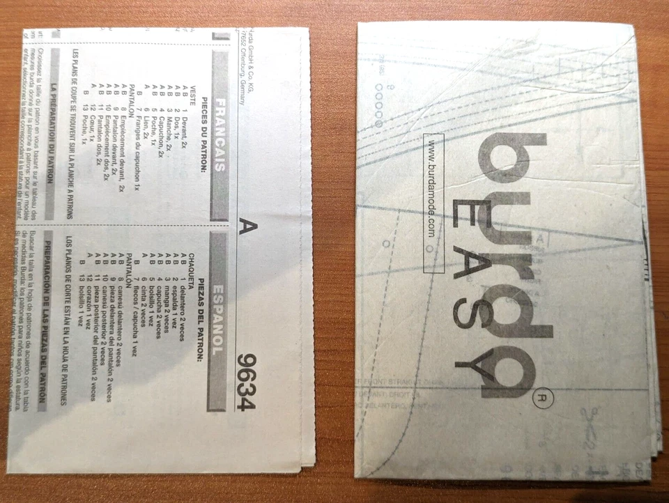 BURDA EASY Kids 9634 Toddler Unisex 3m-18m Jacket Coat Pants Loose Fitting Uncut - Image 3 of 3