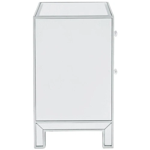Elegant Decor Reflexion 1 Door Mirrored Nightstand in Antique Silver - Picture 5 of 11