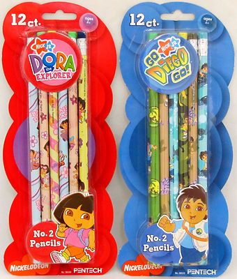 Dora the Explorer 12 Pack Pencils Go Diego Go School Nick Jr Party Favors