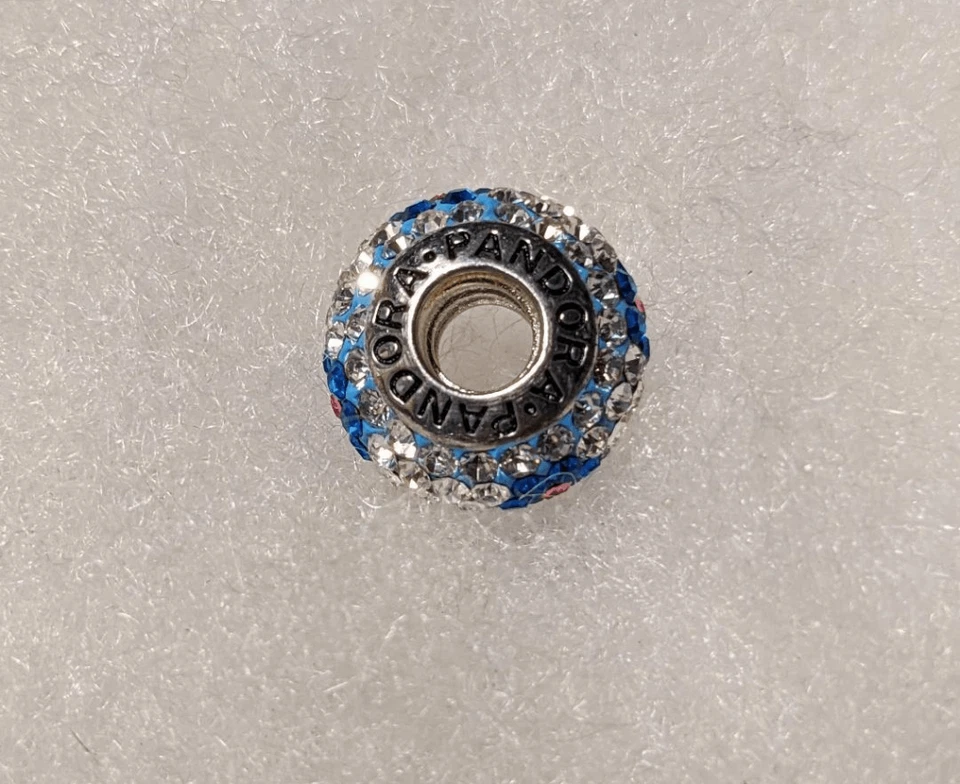 Nuevo Pandora Blanco y Azul/Rosa Decoración Floral Estrás Cuentas - ¡¡HERMOSO!!! Foto 3 de 3