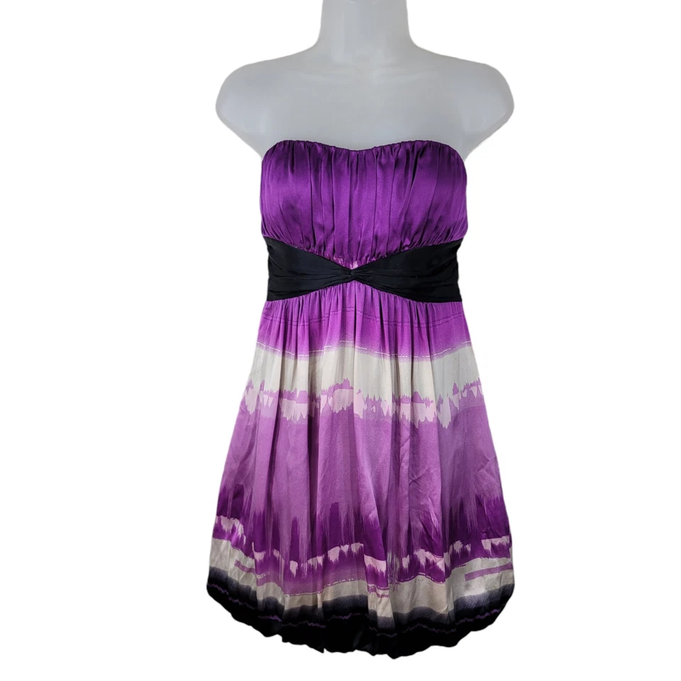 Vintage Y2K Bebe Silk Dress Medium Evening event Prom Mini Satin Bubble Purple - Image 2 of 4