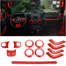 12pcs Interior Decoration Trim Cover Kit For Jeep Wrangler Jk Jku 2011-2017 Red