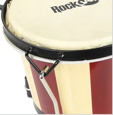 Rockjam 7" and 8" Bongo Drum Set with Padded Bag (Red and Natural