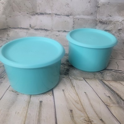 2 Tupperware Fridge Canister Food Storage Containers 2.25 Cup Teal