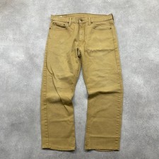 Levi's 513 Jeans Mens 34" Slim Straight Leg Faded Denim Pants, Khaki Brown