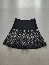 Christopher Banks Women Skirt 12 Black Floral Embroidery A Line Side Zip Boho