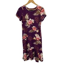 Vintage Hawaiian Hawaii Dress Rayon SZ S Short Sleeve Hibiscus No Pocket TWO