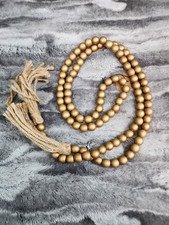 Wooden Bead Garland Gold Wood Beads Rope Tassle Farmhouse Decor 6 FT