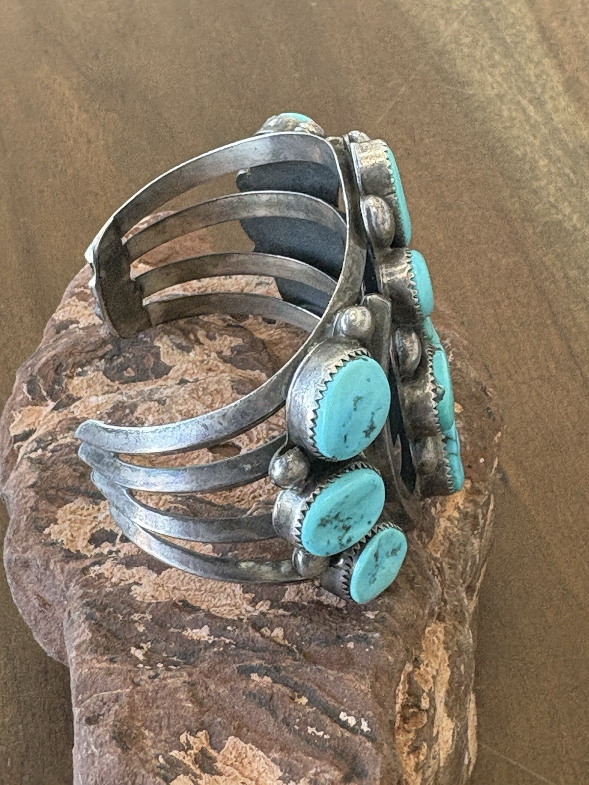 Large Multi Stone Cluster Turquoise Sterling Silv… - image 4