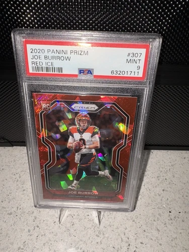 2020 Panini Prizm Prizms Red Ice #307 Joe Burrow Rookie Card RC PSA 9 Bengals