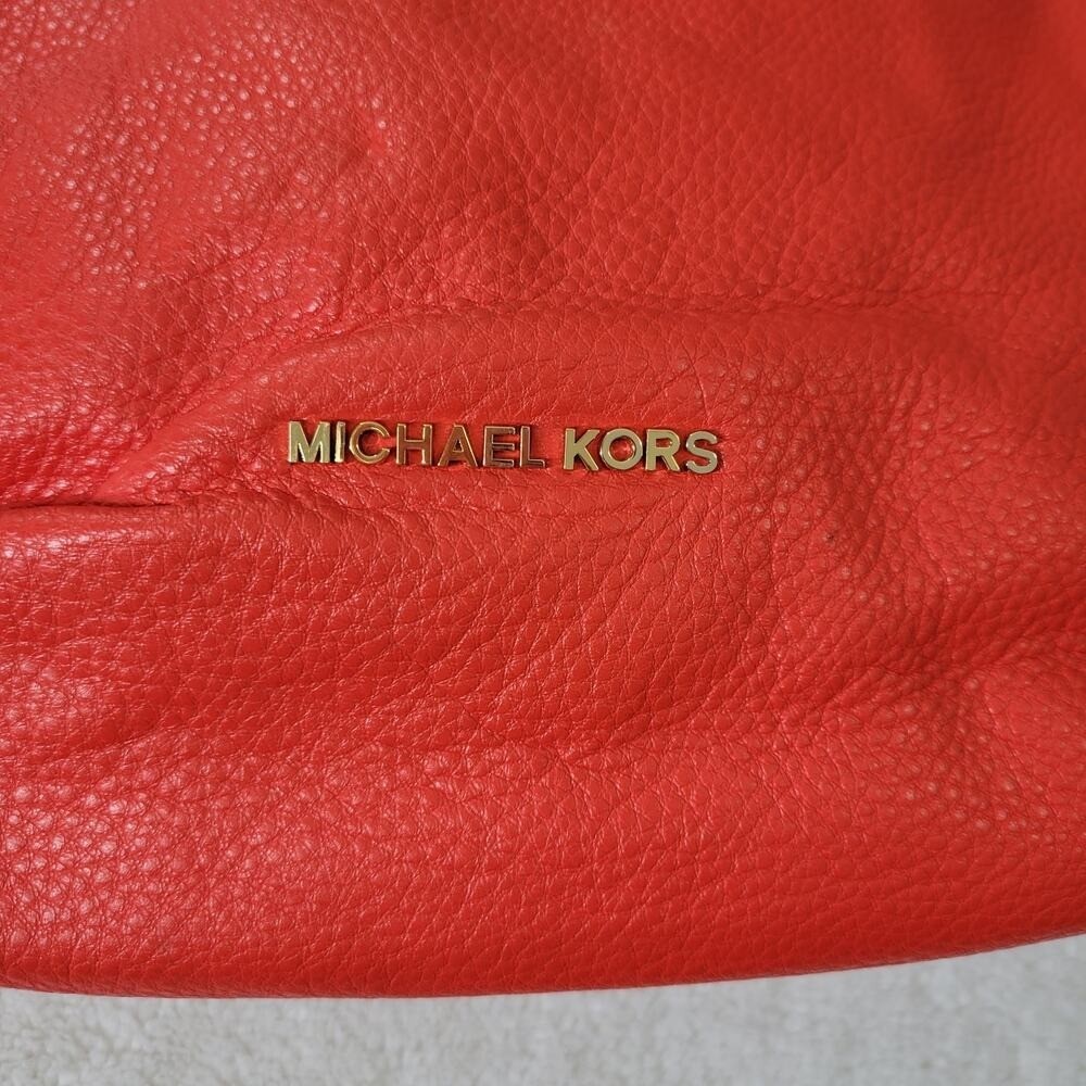 Michael Kors Shoulder Crossbody Bag Soft Pebbled Leather Orange thumbnail 3