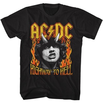 ACDC Highway To Hell Fire American Classics Solid Schwarz Herren T-Shirt Kurzarm