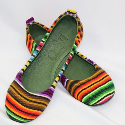 Women's Vibrant iik Ballet Flat Colorful Striped Casual Shoes Sz 24 1/2 (US 6.5)
