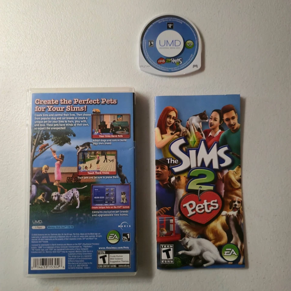 The Sims 2 Pets PSP Video Game Multiplayer EA Teen CIB Complete - Image 2 of 2
