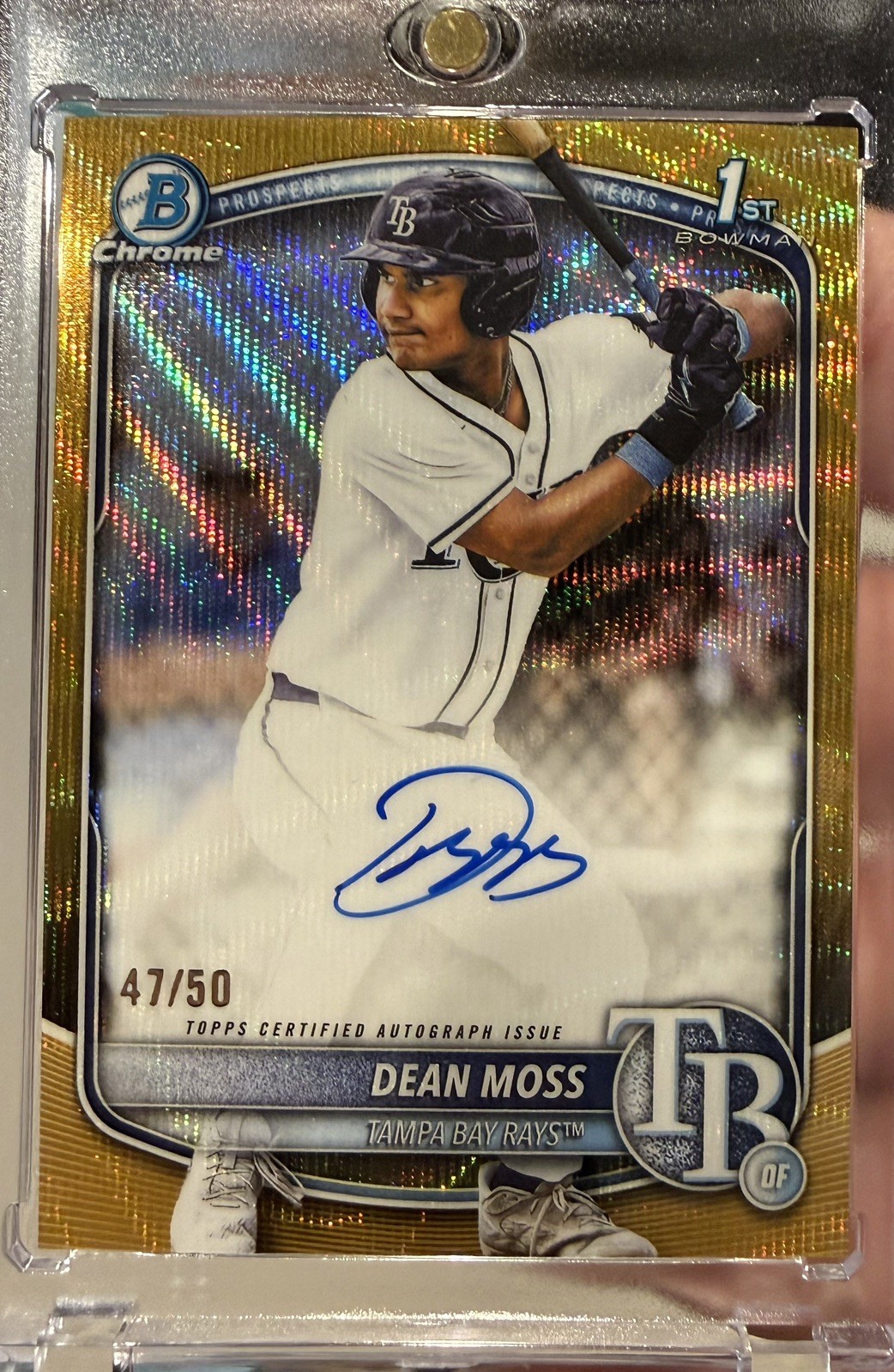 DEAN MOSS 2025 Bowman Chrome Draft 1ST Gold Wave AUTO /50 Tampa Rays