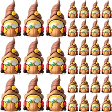 30 Pcs Thanksgiving Fall Pumpkin Scarecrow Gnomes Figure Small Jackstraw Stat...