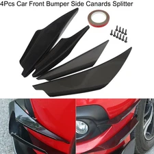 4 Piece Front Bumper Lip Splitter Spoiler Side Canards Splitter Fins Universal