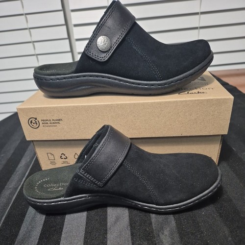 Clarks Laurieann Kyla Leather & Suede Mule Clog in Black Size 7M - Picture 2 of 10