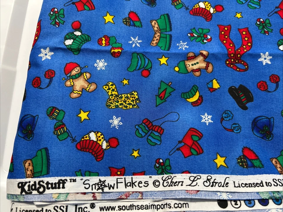 Cheri L. Strole “Kid’s Stuff” CHRISTMAS  Fabric " Snow Flakes"  Tossed 3 Yards - Image 2 of 3