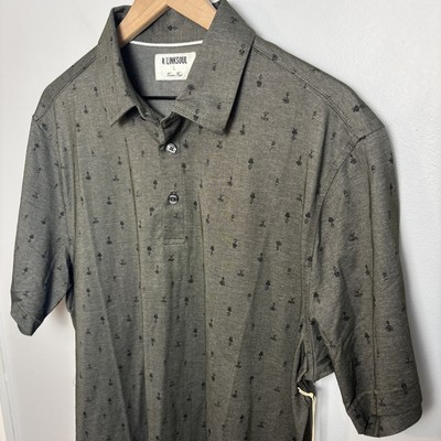 LinkSoul Men's Large Tempus Fugit Polo Shirt Evergreen Signs Print Golf NEW